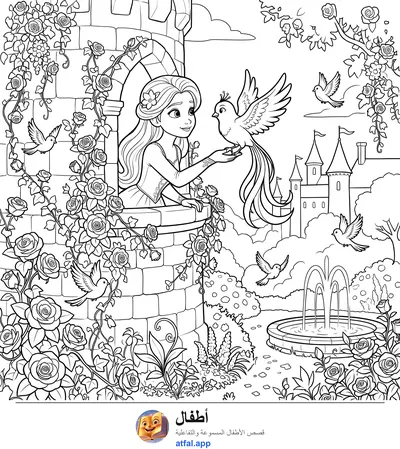 صفحة تلوين حكاية العصفور الأزرق